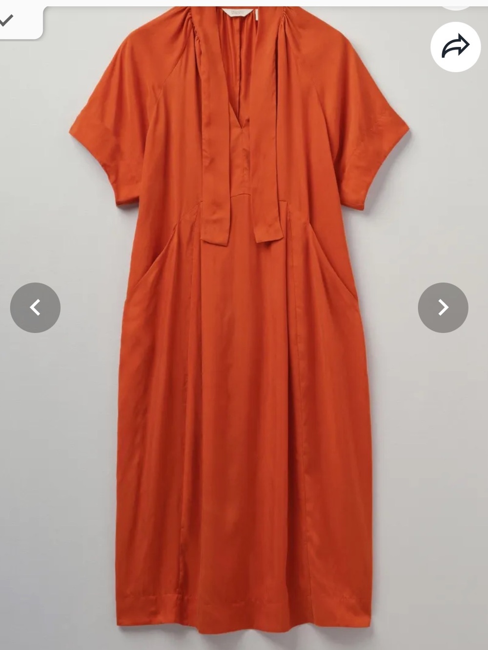 TOAST Tie-Neck Dress in Nasturtium Orange